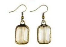 Pebble Crystal Square Antique Gold Earrings