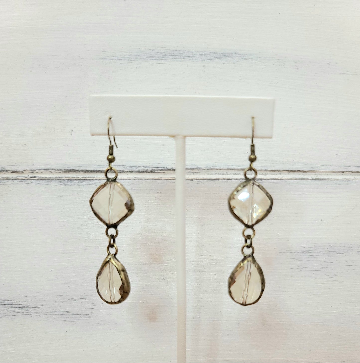 Antique Gold Crystal Drop Earrings