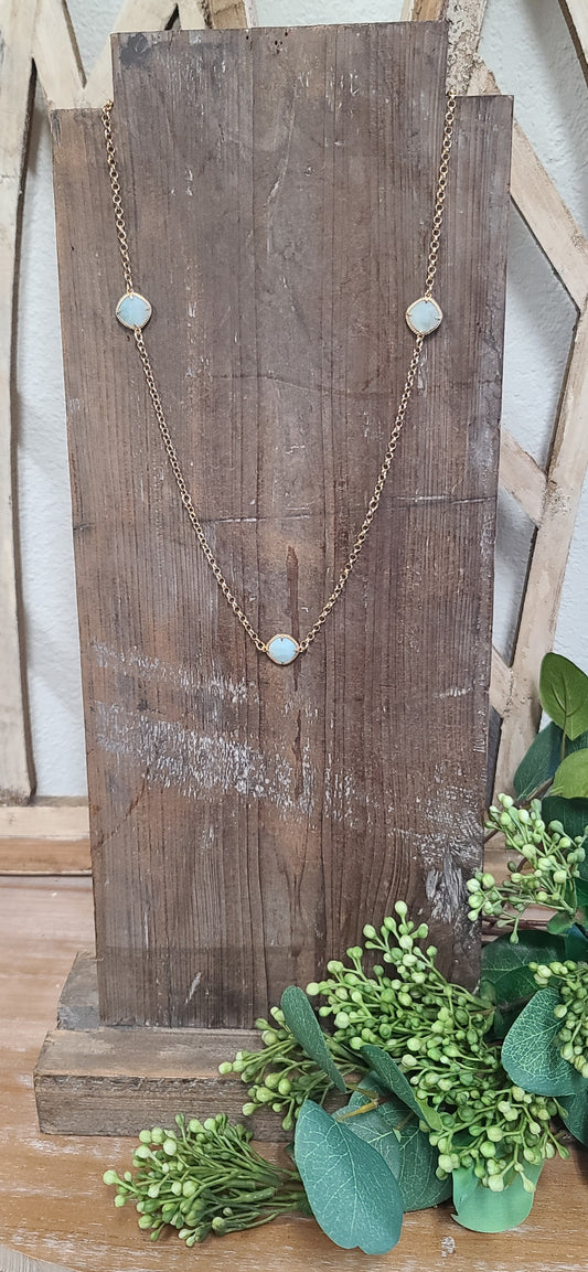 Gold Chain with 3 Amazonite Stones Necklace