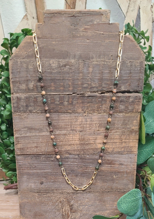 Picnic Jasper Gold Link Necklace