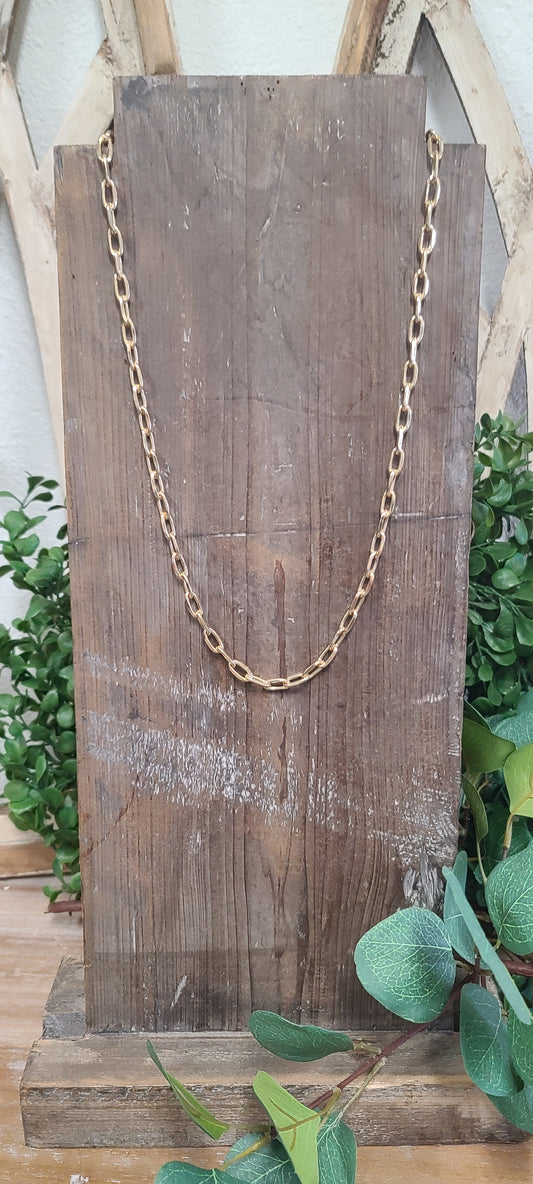 Long Thick Gold Link Necklace