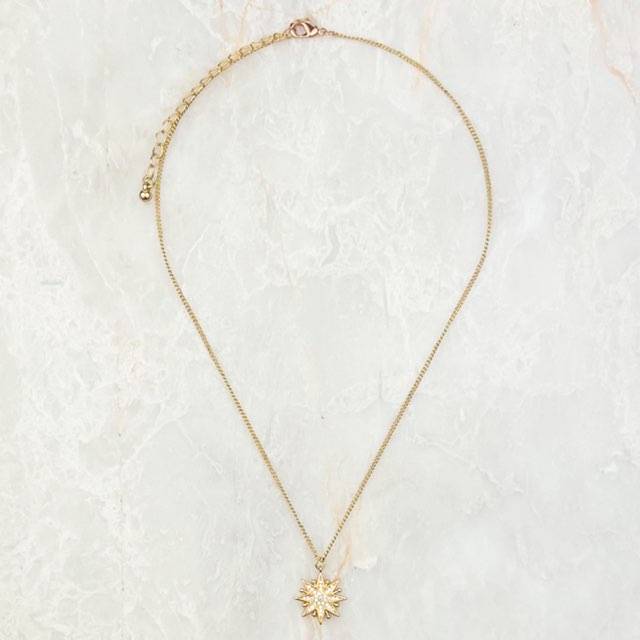 Gold Starburst Necklace 19 inches