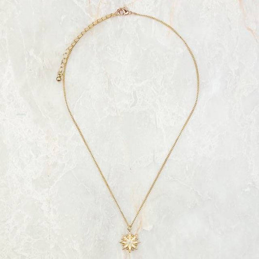 Gold Starburst Necklace 19 inches