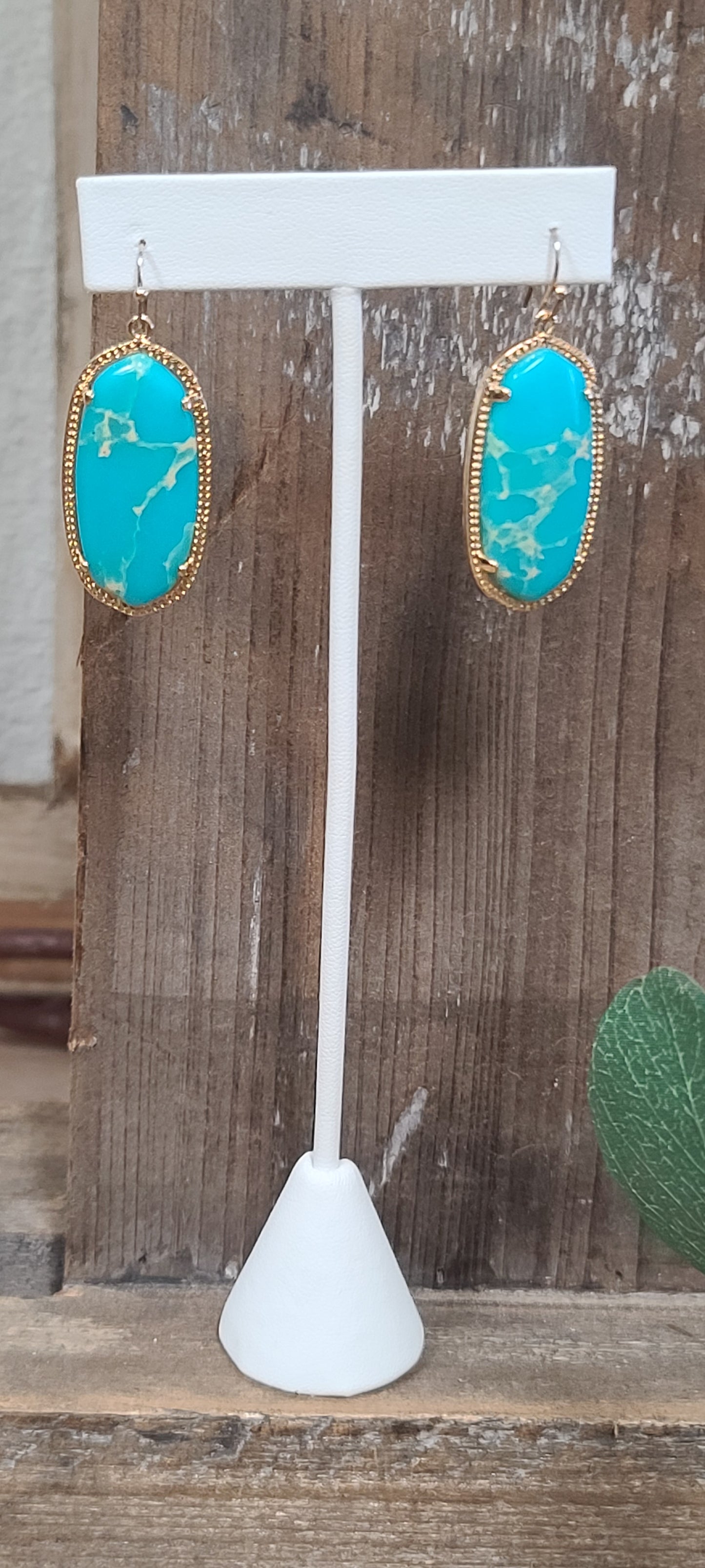 Gold Turquoise Drop Earrings