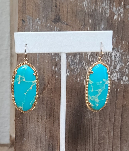 Gold Turquoise Drop Earrings