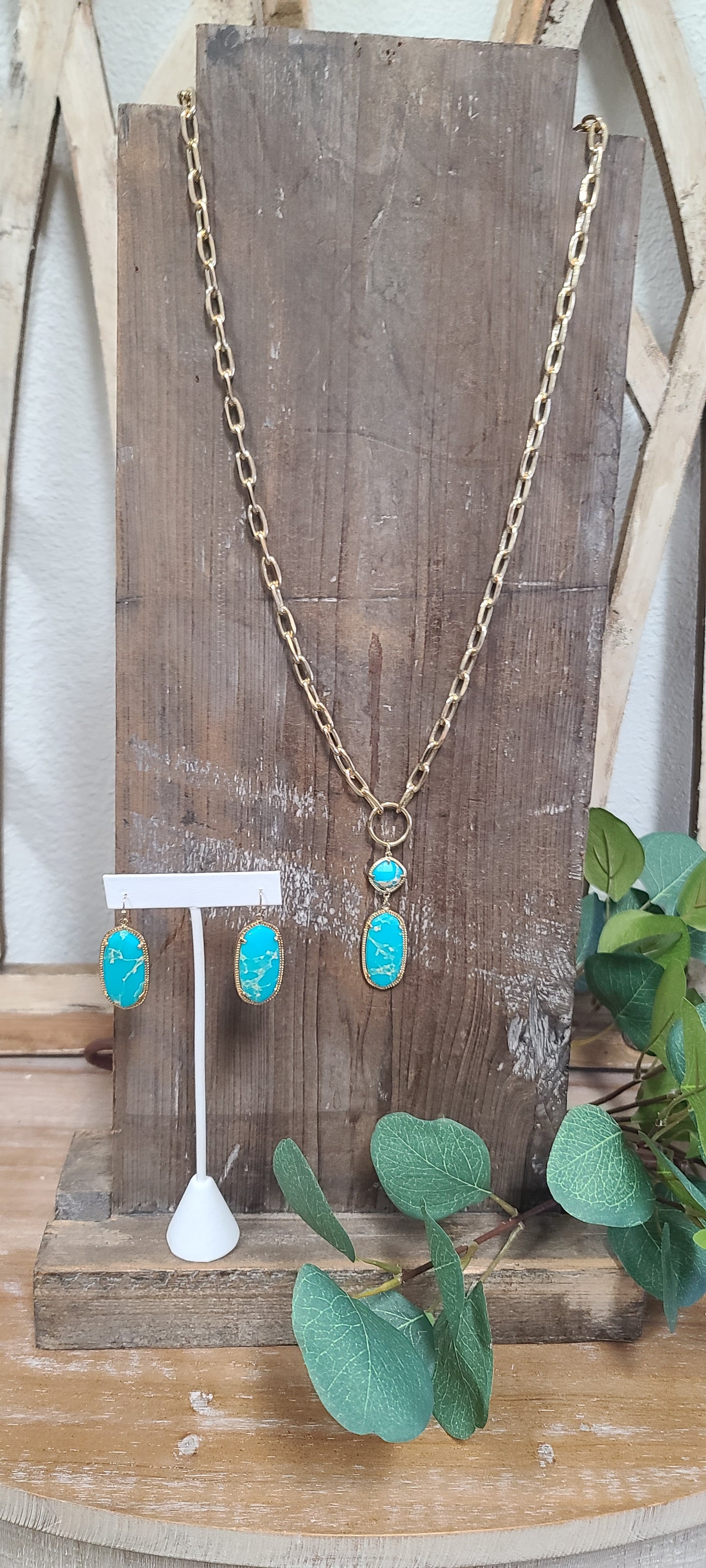 Gold Turquoise Drop Earrings