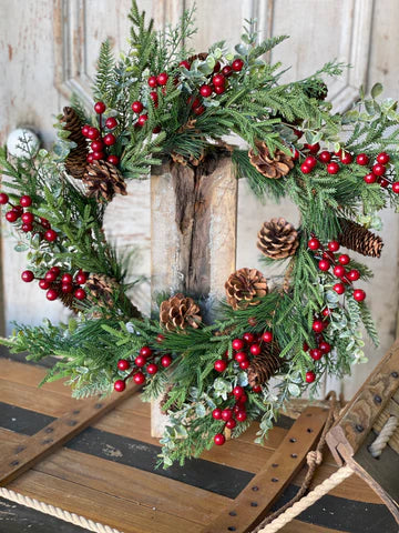 24" Christmas Tannenbaum Pine Wreath