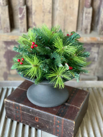 10" Christmas Holly and Pine Half Sphere