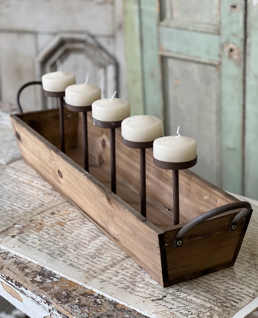 Wood Candle Holder Centerpiece