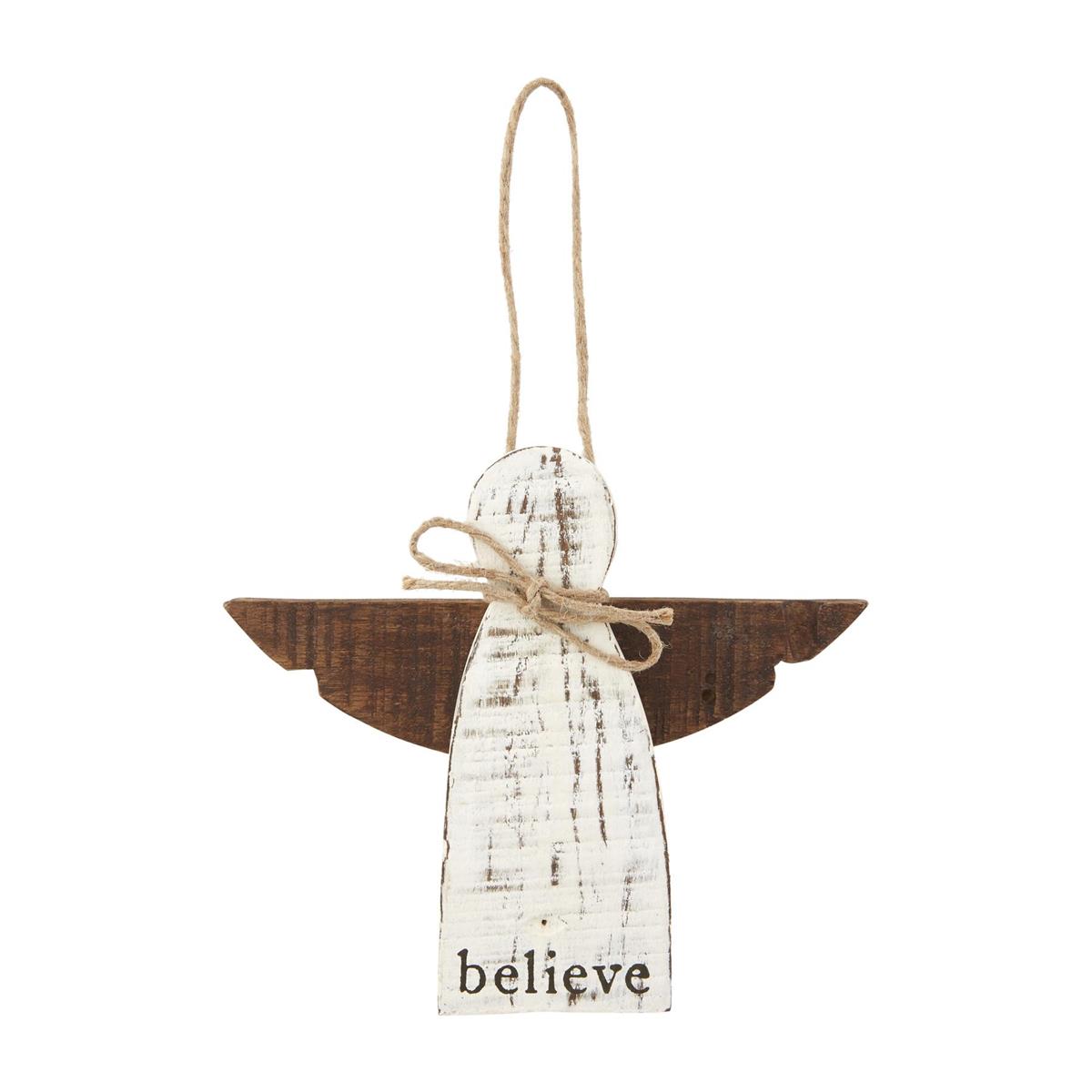 Mud Pie Natural Wood Angel Ornaments