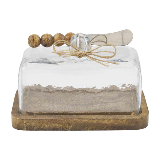 Mud Pie Beaded Glass Butter Dish