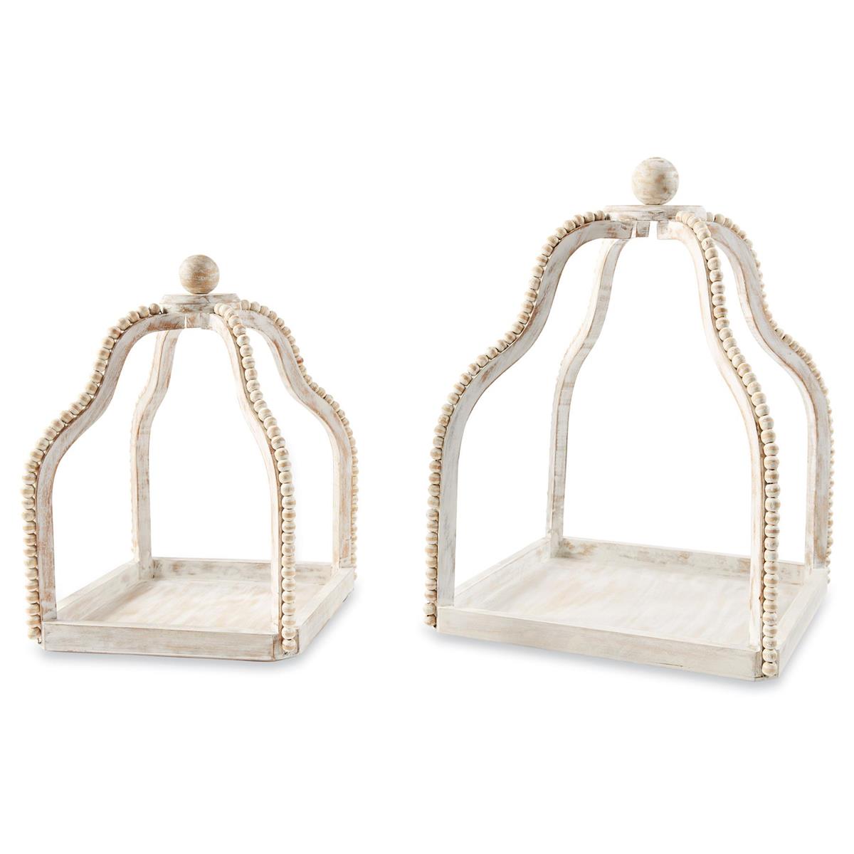 Mud Pie Wood Beaded Lantern Set of 2